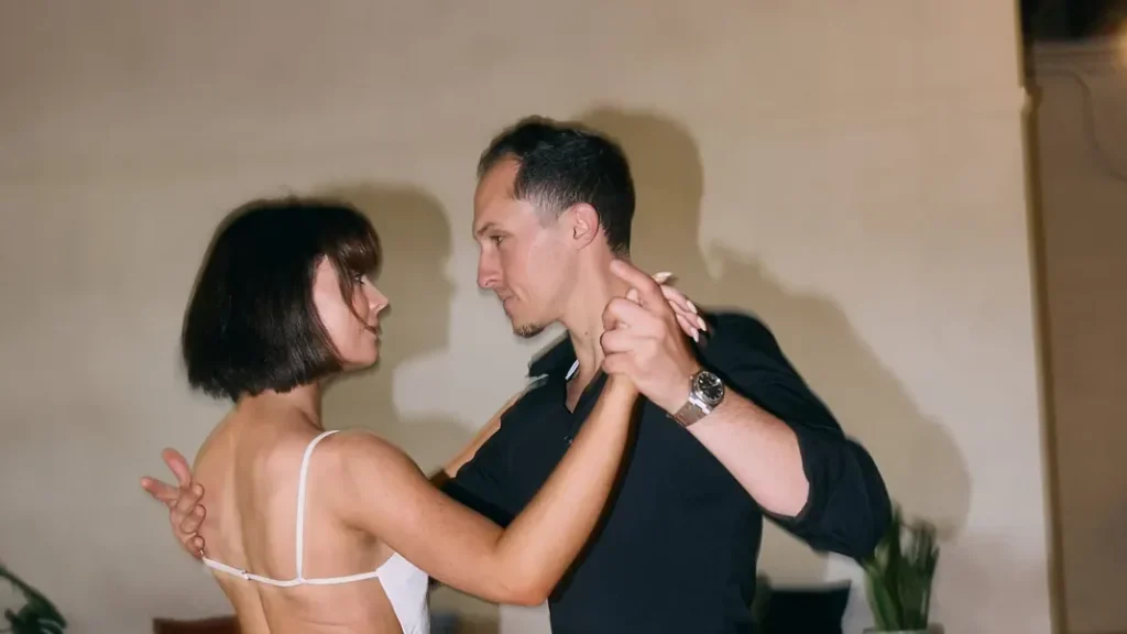 Beach Ballroom founders Richard and Laura dancing together in the Toronto studio